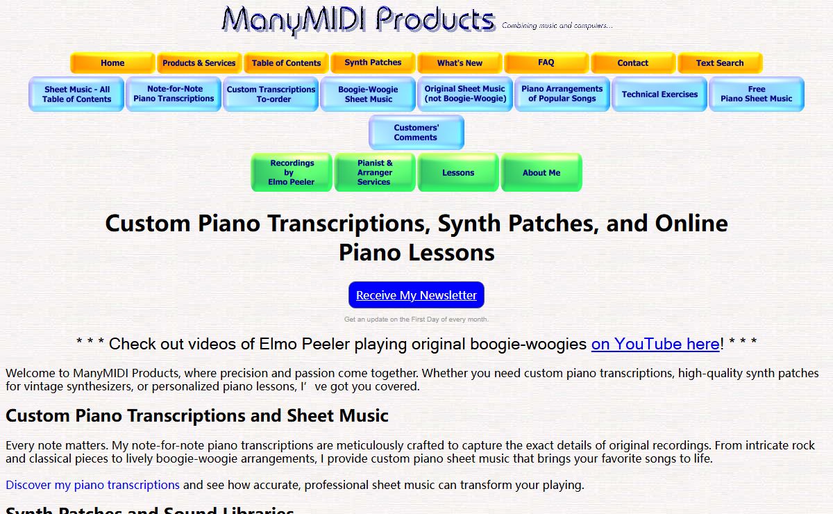 Custom Piano Transcriptions, Synth Patches & Online Piano Lessons | ManyMIDI.com
