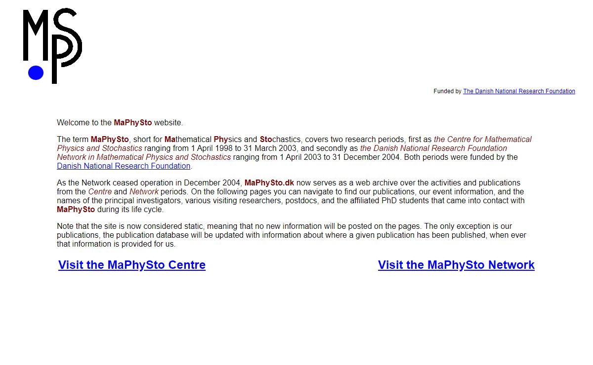 Network in Mathematical Physics and Stochastics - MaPhySto