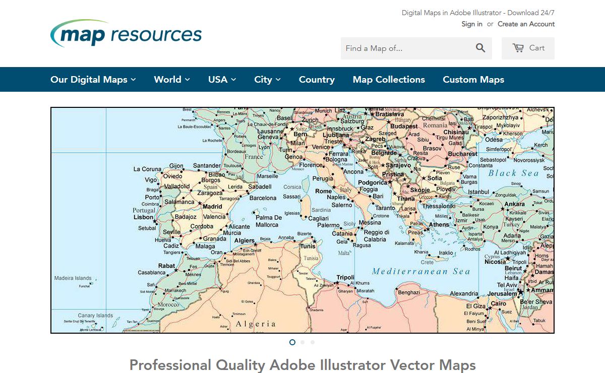 Maps in Adobe Illustrator Format of the World, US, States and Cities