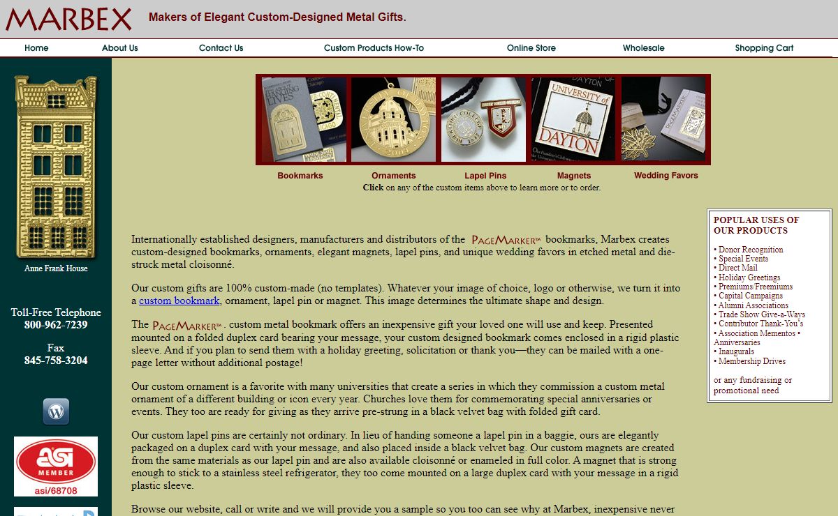 Custom Made Bookmarks & Etched Donor Recognition Gifts for Sale | Marbex Inc.