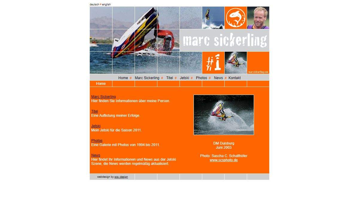 - Jetski Freestyle - Marc Sickerling ist mehrfacher Jetski Freestyle Weltmeister bei den Verbänden IJSBA und UIM, hier gibts Infos über Jetski, Jetsport, PWC und Jet-Ski Freestyle. Die Sites über Jetski Freestyle sind www.marcsickerling.de und www.marcsickerling.com.