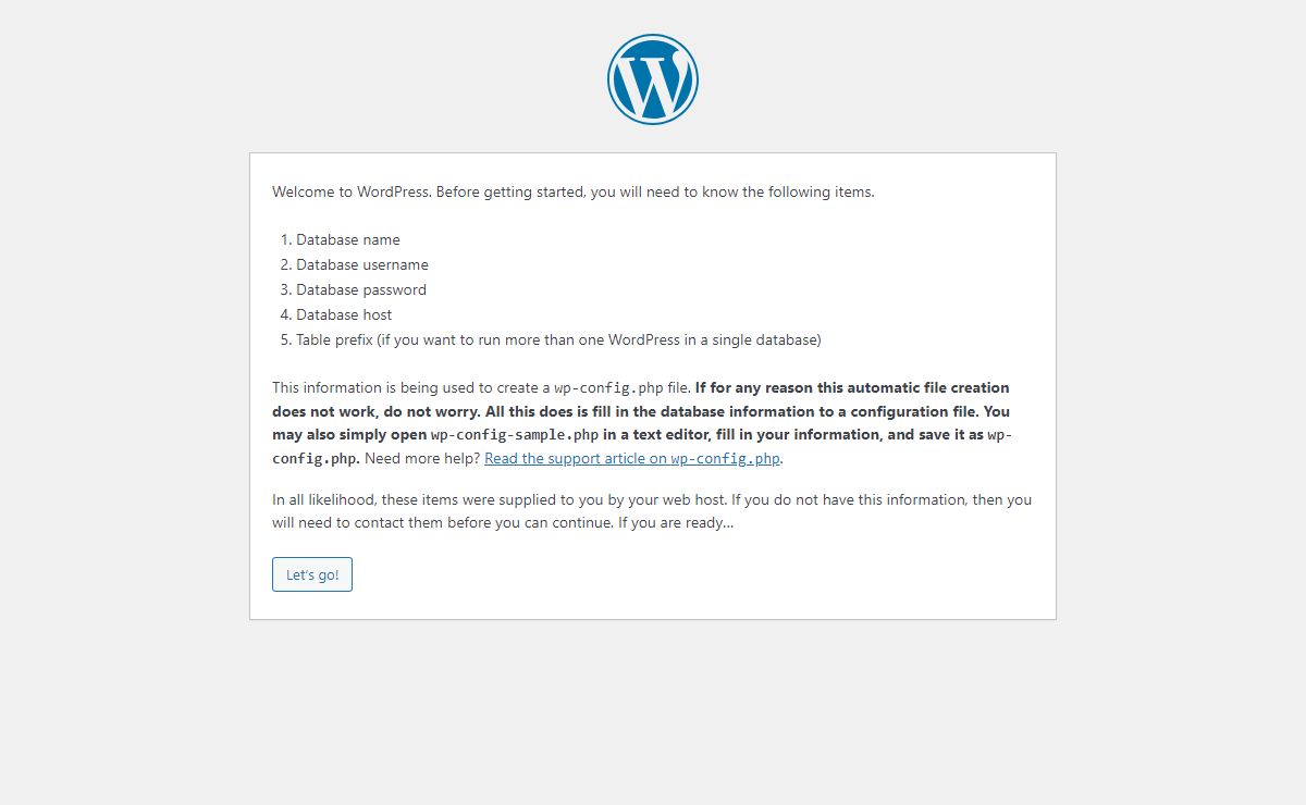 WordPress › Setup Configuration File