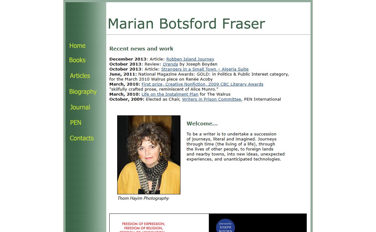 Marian Botsford Fraser home page