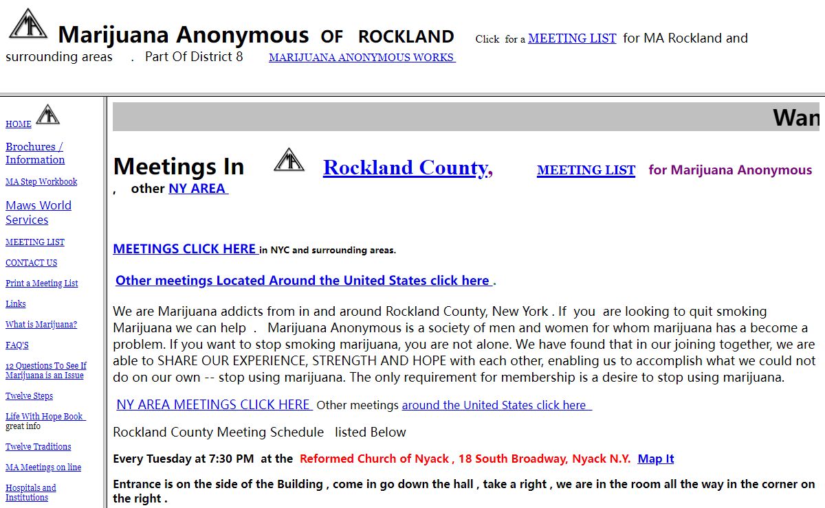 Marijuana Anonymous Rockland County , Nyack Group