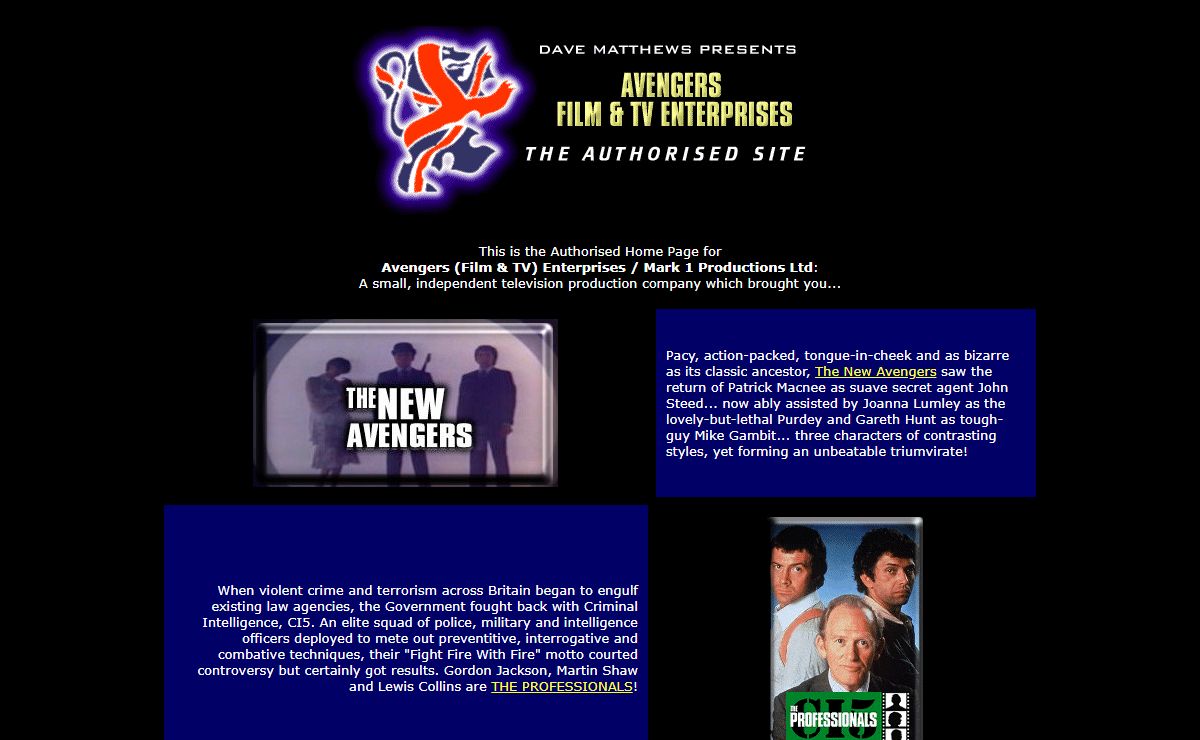Avengers Mark One Productions Web Site - Producers of The Avengers,The New Avengers and The Professionals