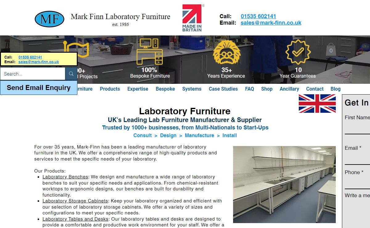 Laboratory Furniture - UK Manufacturer & Supplier | Mark Finn