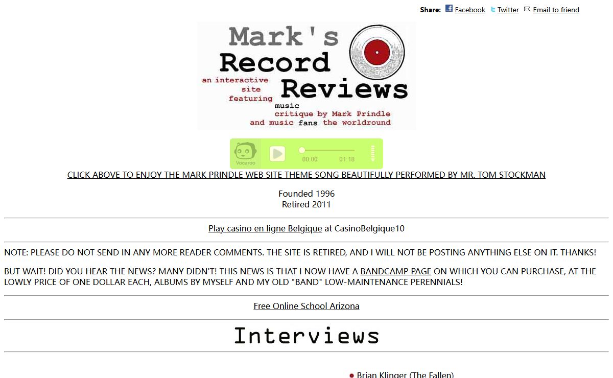 Prindle Rock And Roll Record Review Site