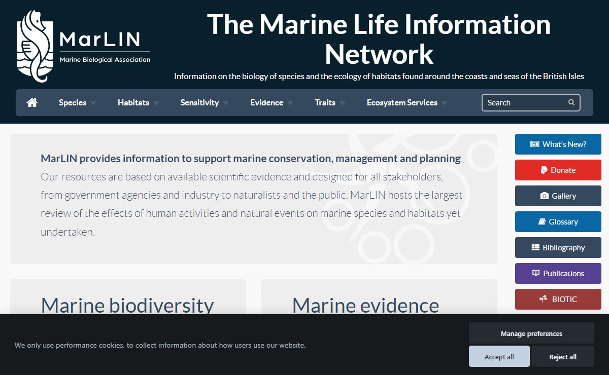 Home - MarLIN - The Marine Life Information Network