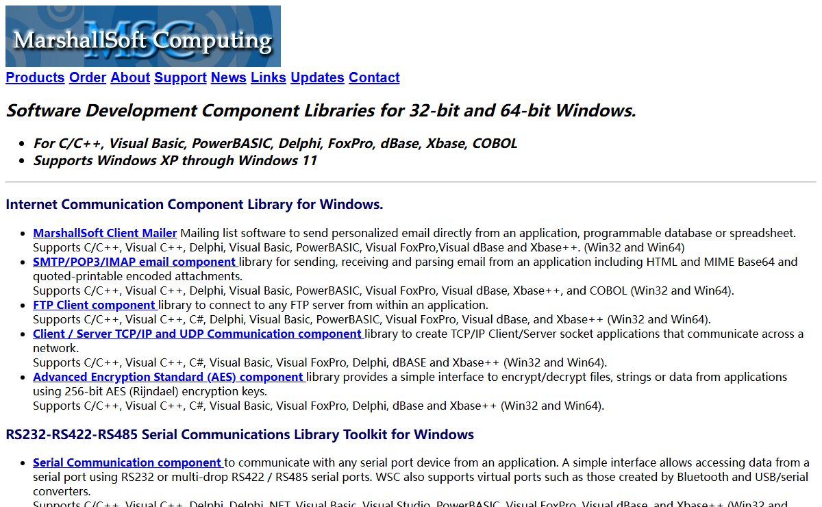 MarshallSoft Computing Windows Software for C/C++, Visual Basic, PowerBASIC, Delphi, FoxPro, dBase, Xbase, and COBOL
