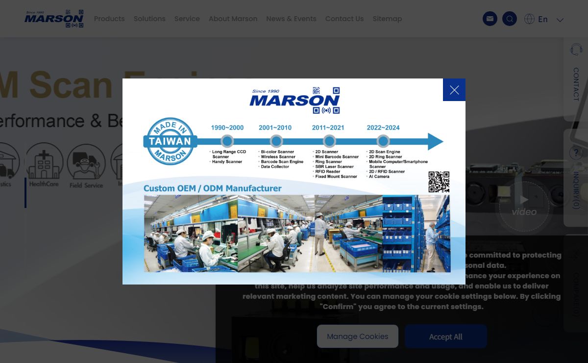 Barcode Scanner, Scan Engine, RFID Reader Manufacturer Marson