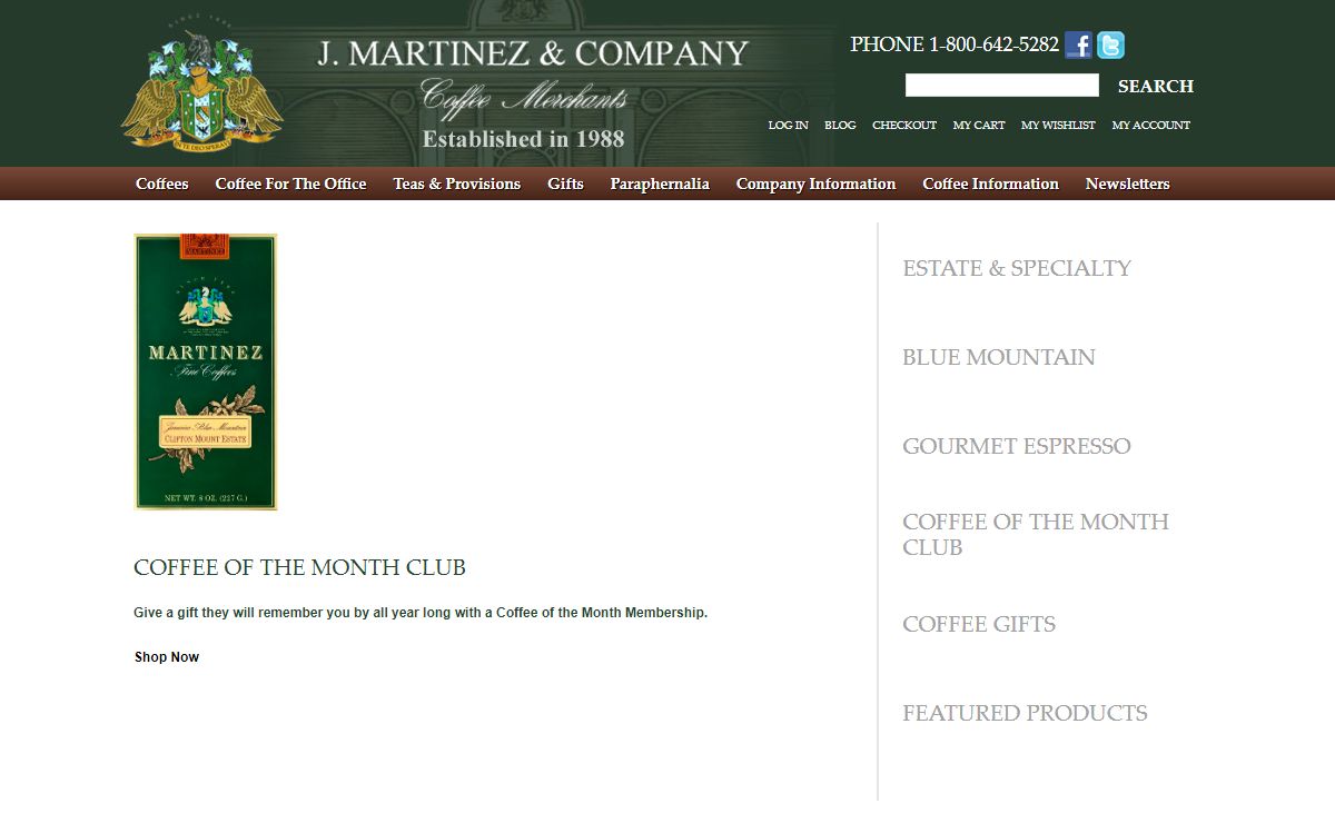 Jamaican Blue Mountain Coffee | Gourmet Coffee | J. Martinez & Company