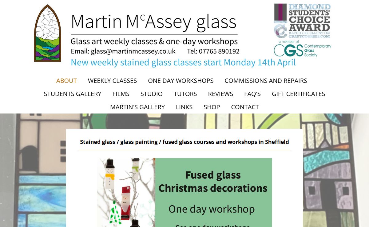Stained glass / glass painting / fused glass courses and workshops in Sheffield: Martin McAssey Glass
