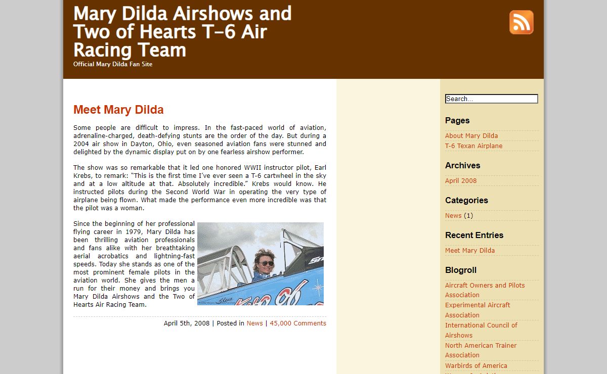 Mary Dilda Airshows and Two of Hearts T-6 Air Racing Team - Official Mary Dilda Fan Site