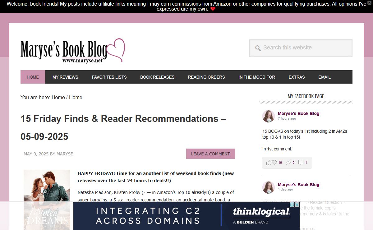 Maryse's Book Blog - Following my heart, one book at a time...