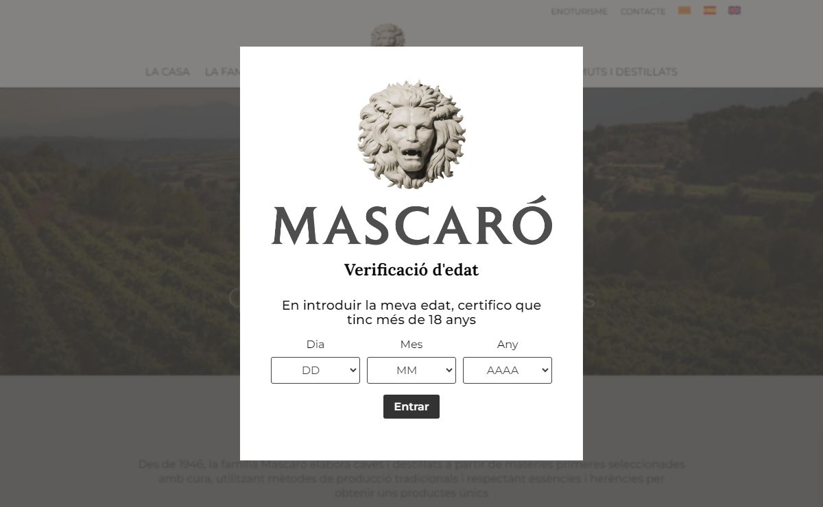 Verificació d'edat - Mascaró