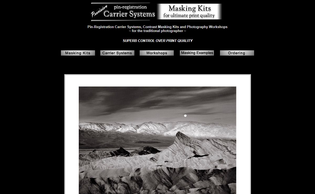 Pin-Registration Carrier Systems, Photography Workshops, Contrast Masking Kits - traditional fine art photography