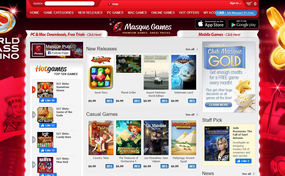 Masque: Free Online Casino, IGT Slots, Mobile and Download Games