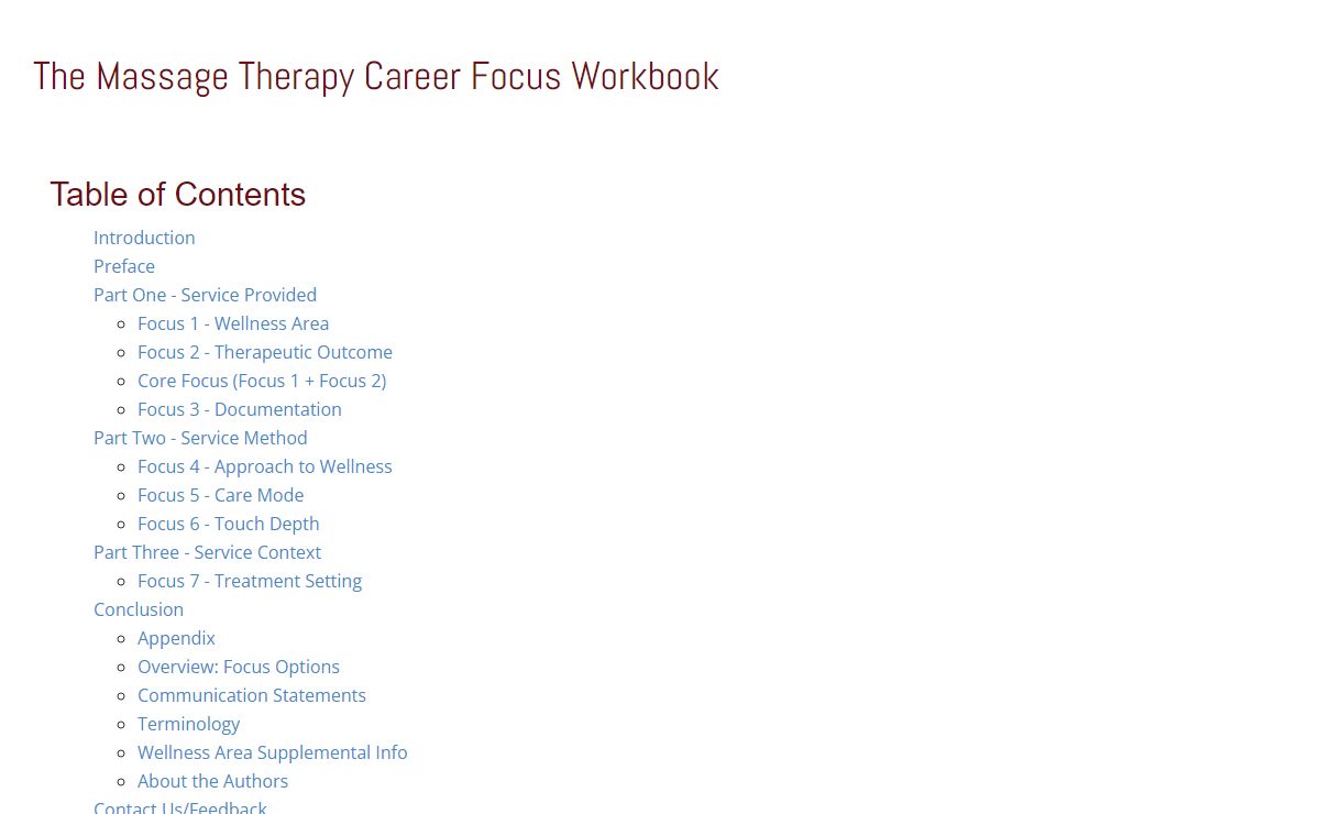 The Massage Therapy Career Focus Workbook