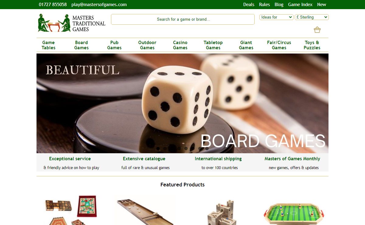 Masters Traditional Games Shop - A Myriad of Quality Games