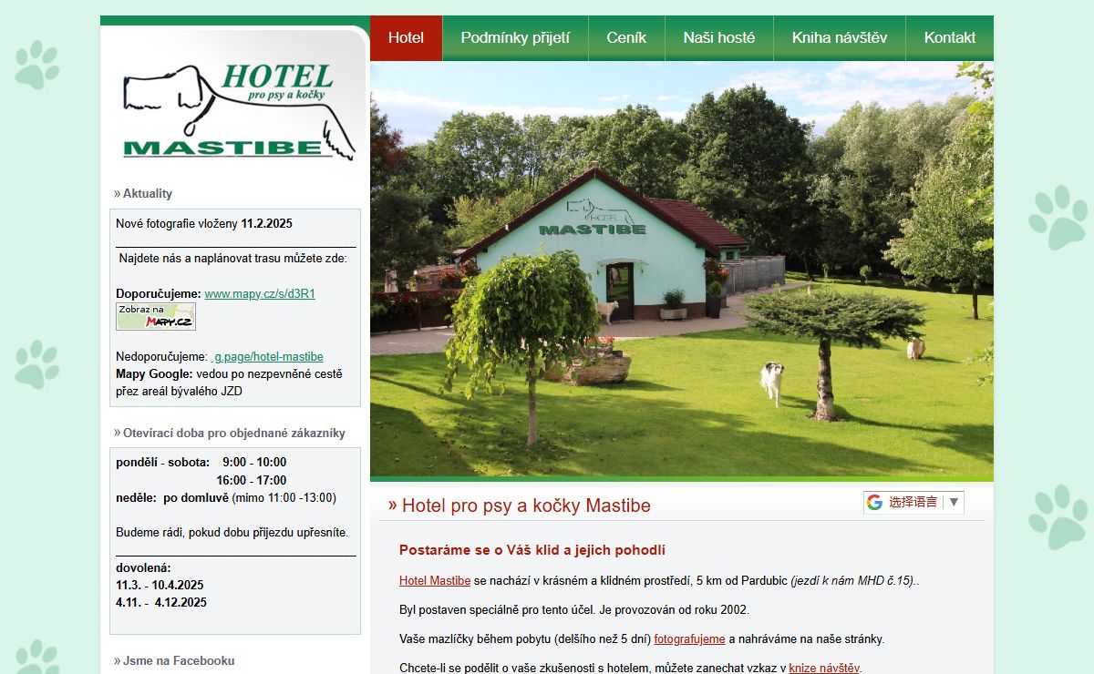 Hotel Mastibe – hotel pro psy a kočky
