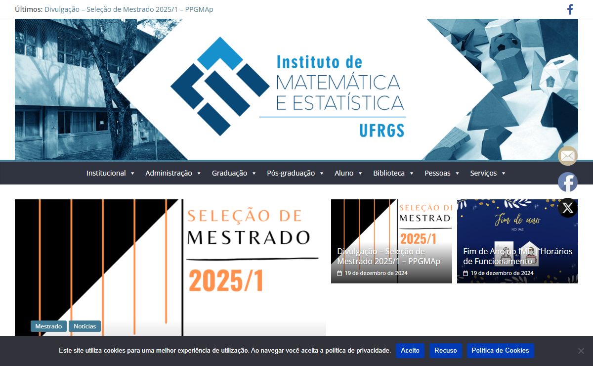 Instituto de Matemática e Estatística da UFRGS - Conheça o novo site do Instituto de Matemática e Estatística da UFRGS!!!