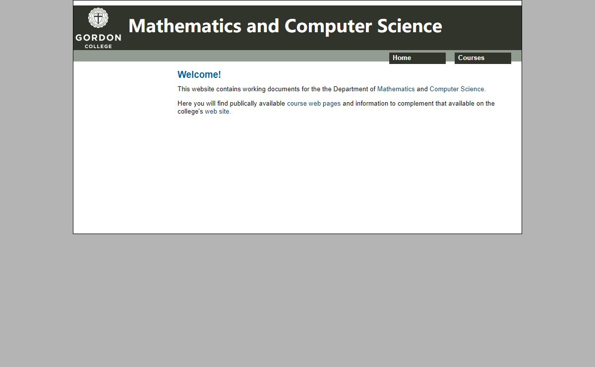 Gordon College Department of Mathematics and Computer Science