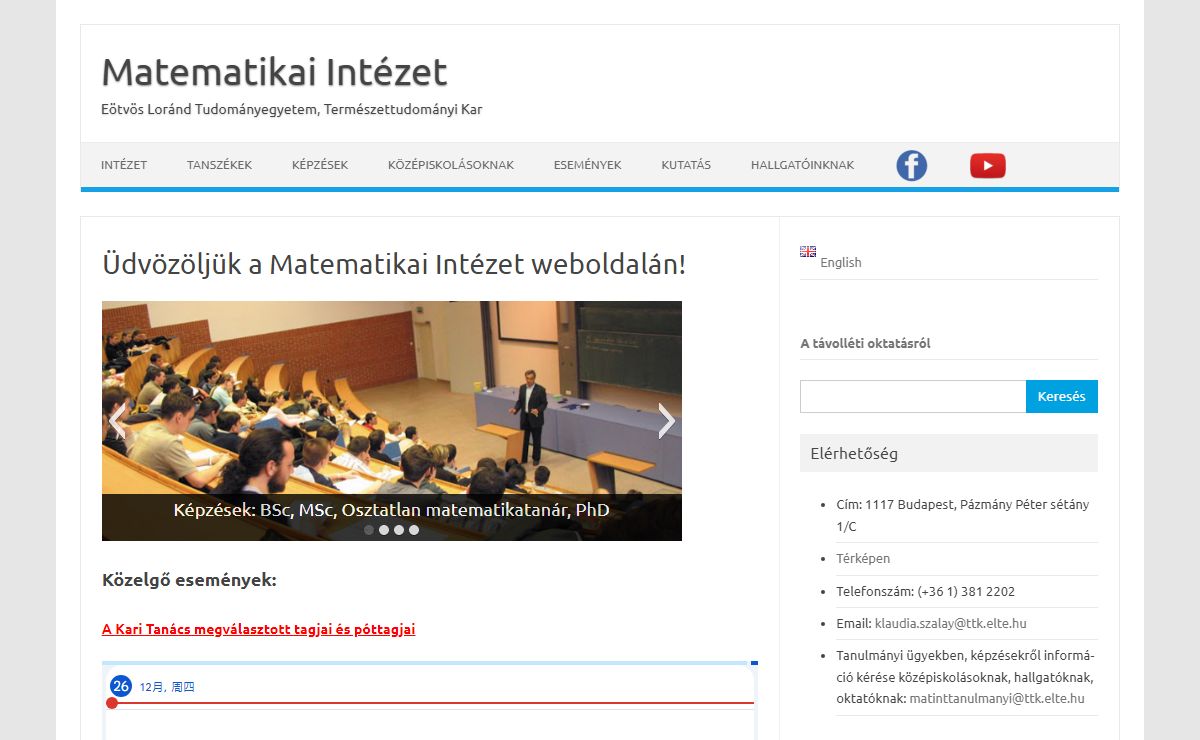 Matematikai Intézet, ELTE