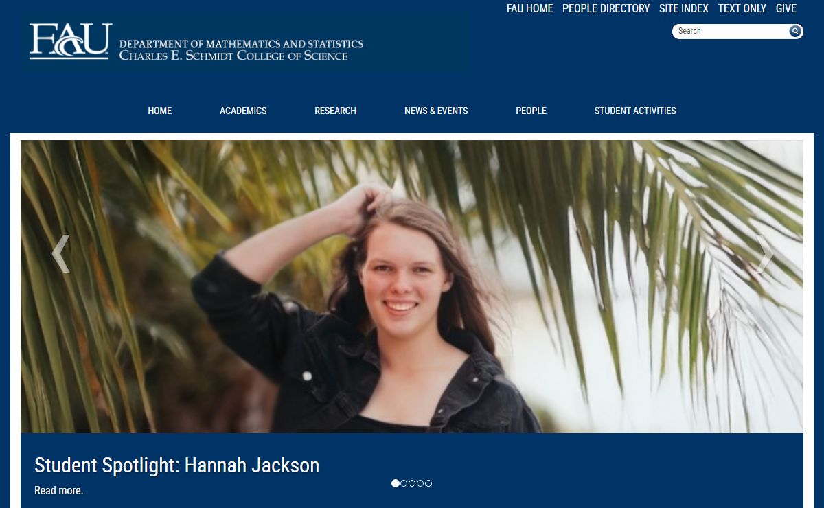 Department of Mathematics and Statistics Homepage : Florida Atlantic University - Charles E. Schmidt College of Science