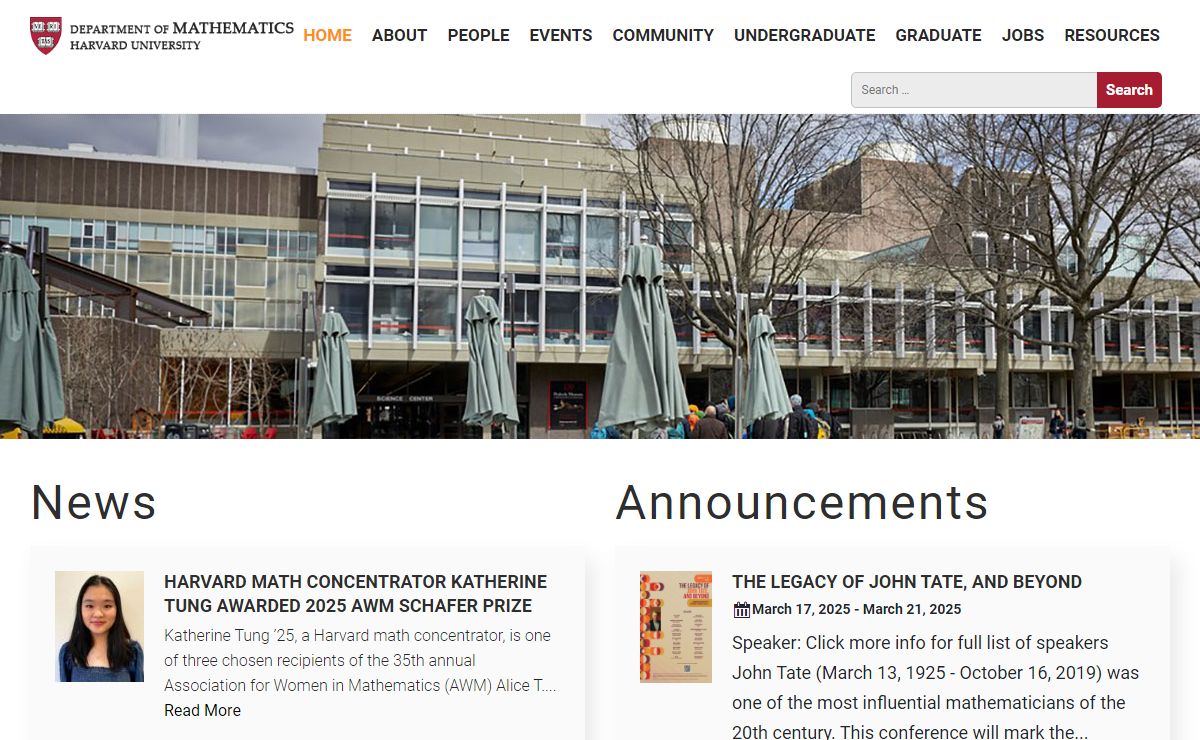 Harvard University Mathematics Department Cambridge MA