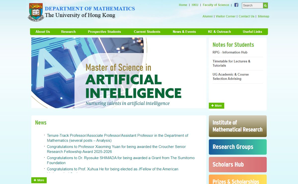 Department of Mathematics, HKU