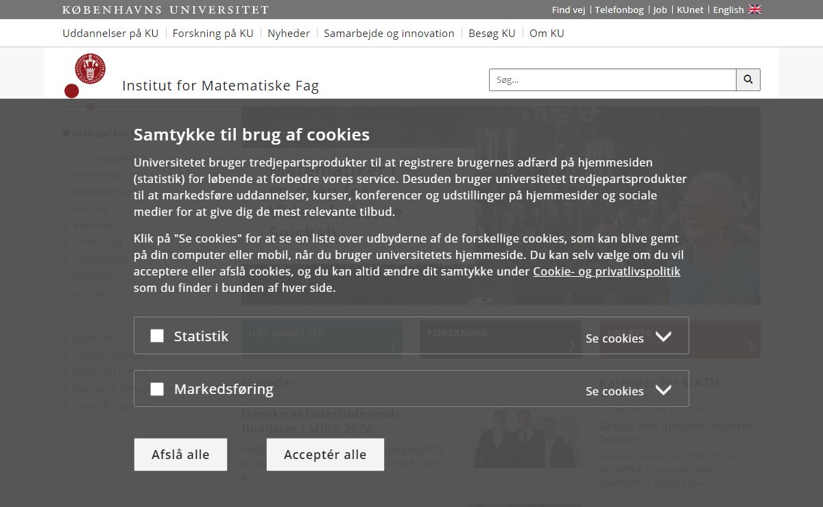 Institut for Matematiske Fag – Københavns Universitet
