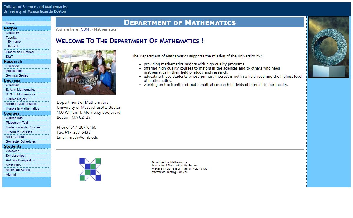 The Department of Mathematics | Home | University of Massachusetts Boston