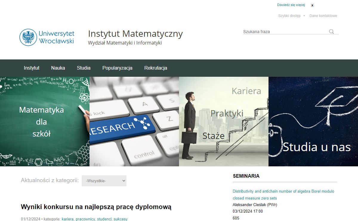 Instytut Matematyczny | Uniwersytet Wrocławski