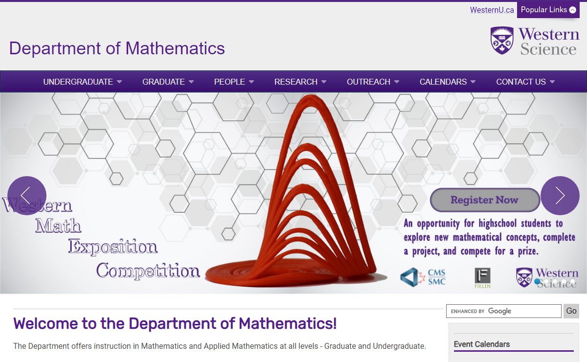The Department of Mathematics - Western University