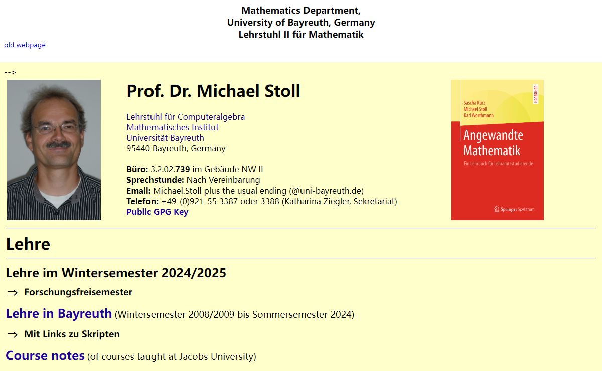 Mathematics Department, Bayreuth, Germany, Lehrstuhl II