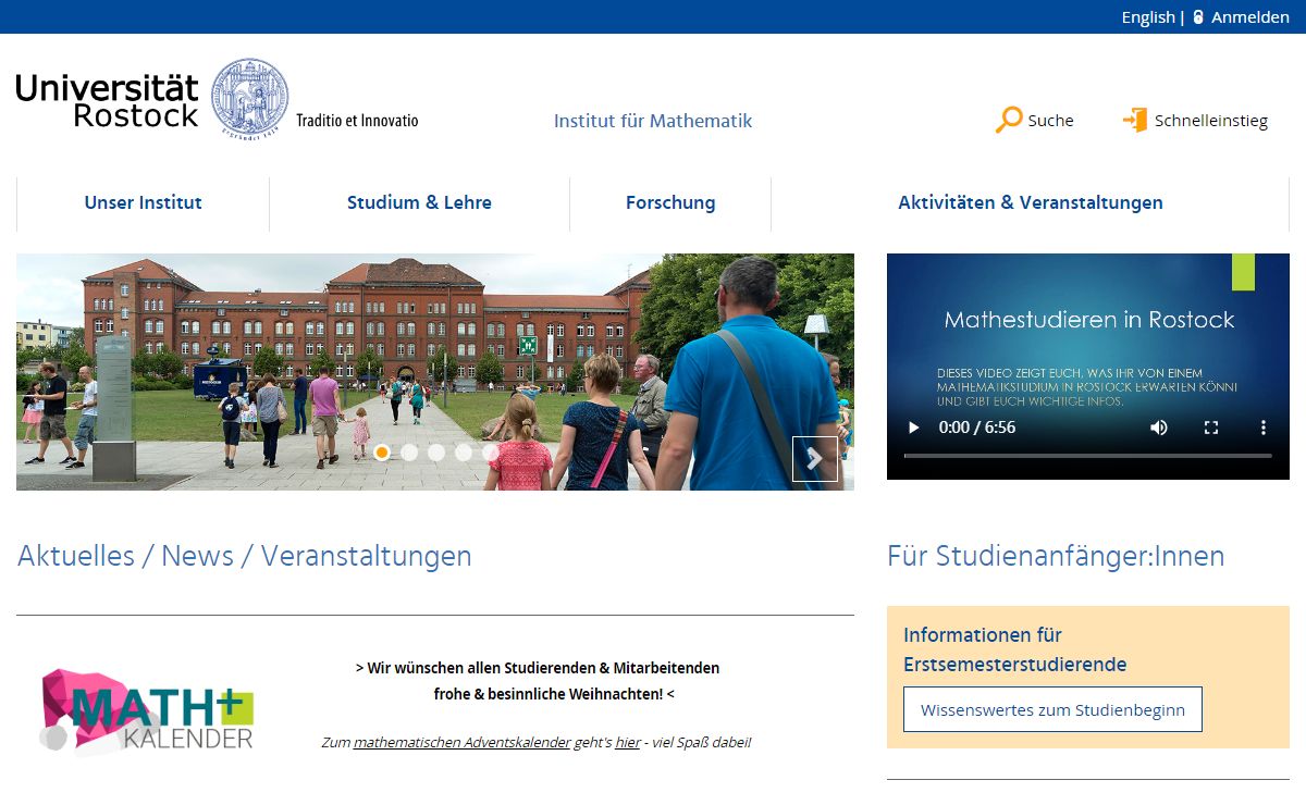 Startseite - Institut für Mathematik - Universität Rostock