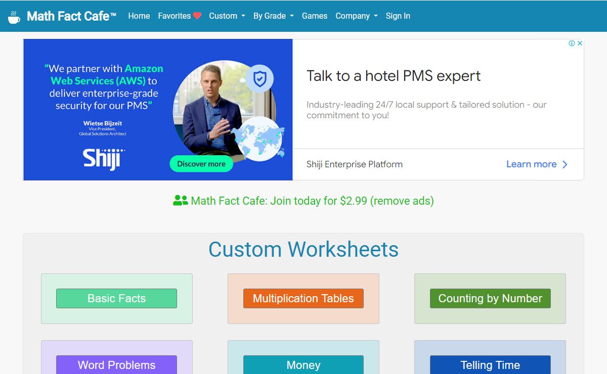 Math Fact Cafe Free Worksheets | K-5 Worksheets
