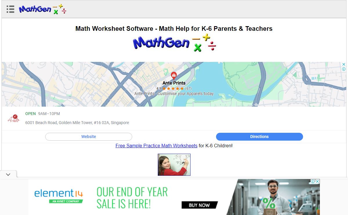 Math Worksheets for K-6 Math Help - Free Math Worksheet Printout Samples