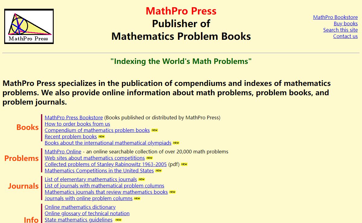 MathPro Press Home Page