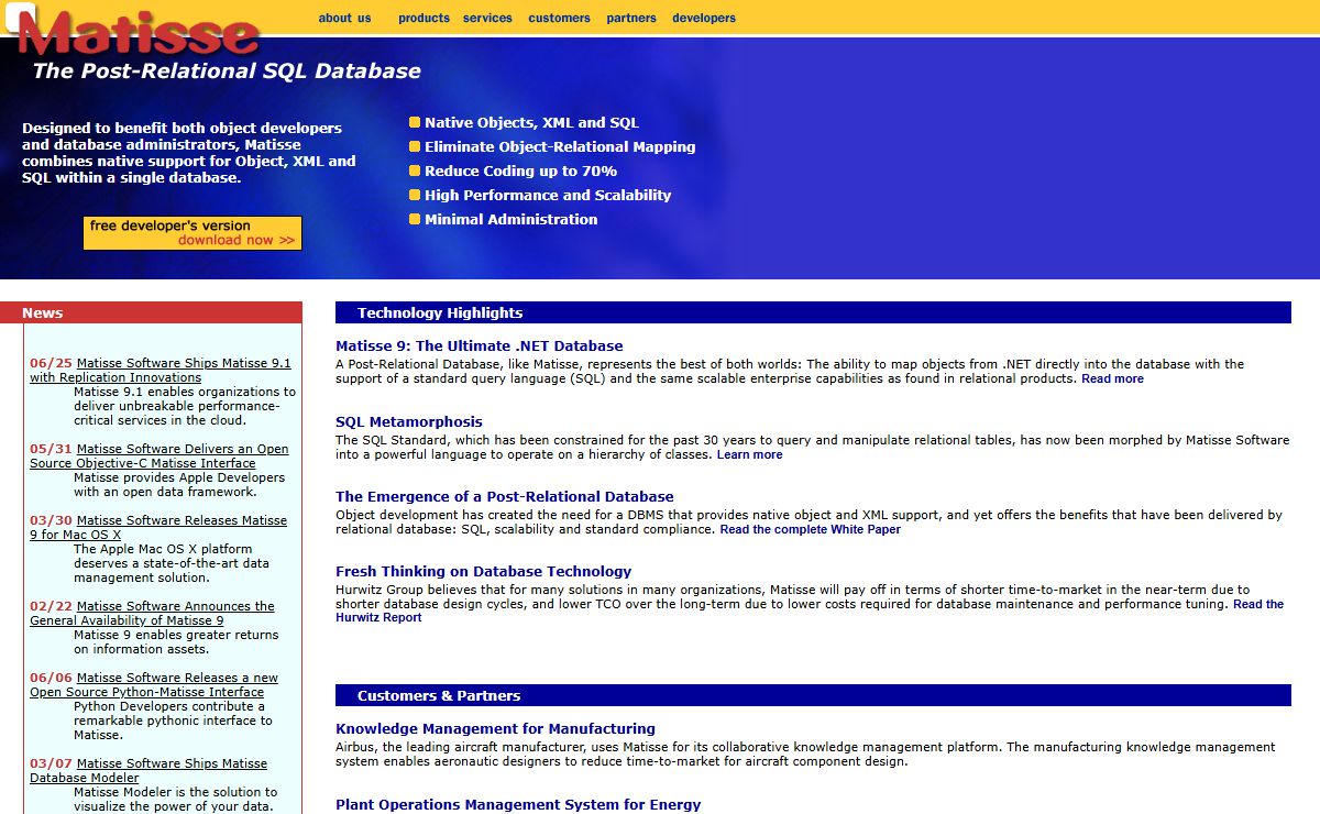 Matisse The Post-Relational SQL Database