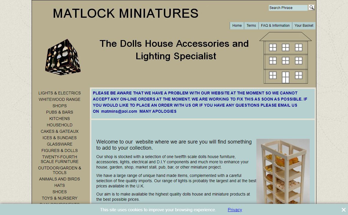 The Dolls House, Miniatures, Accessories and Dollshouse Lighting Specialists - MATLOCK MINIATURES