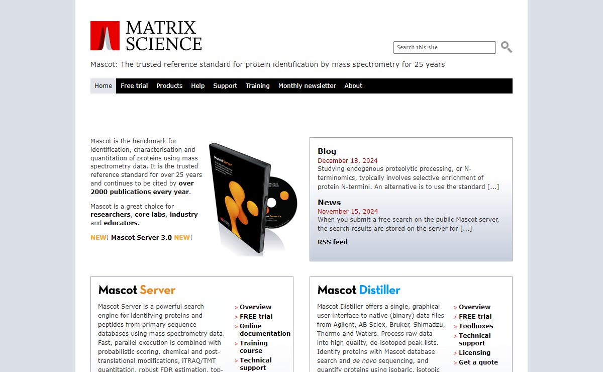Mascot search engine | Protein identification software for mass spec data