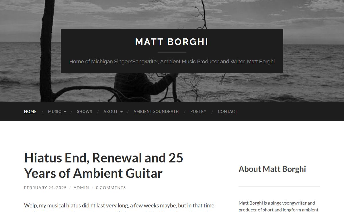 Matt Borghi – Home of Michigan Singer/Songwriter, Ambient Music Producer and Writer, Matt Borghi
