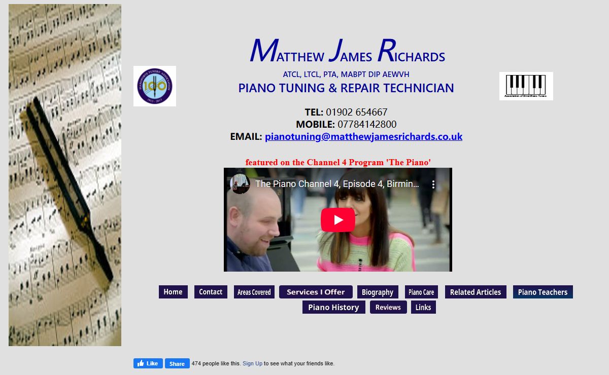 Piano Tuner Wolverhampton Matthew James Richards, West Midlands