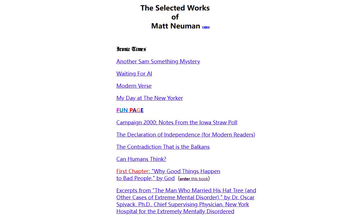 Matt Neuman: Selected Works