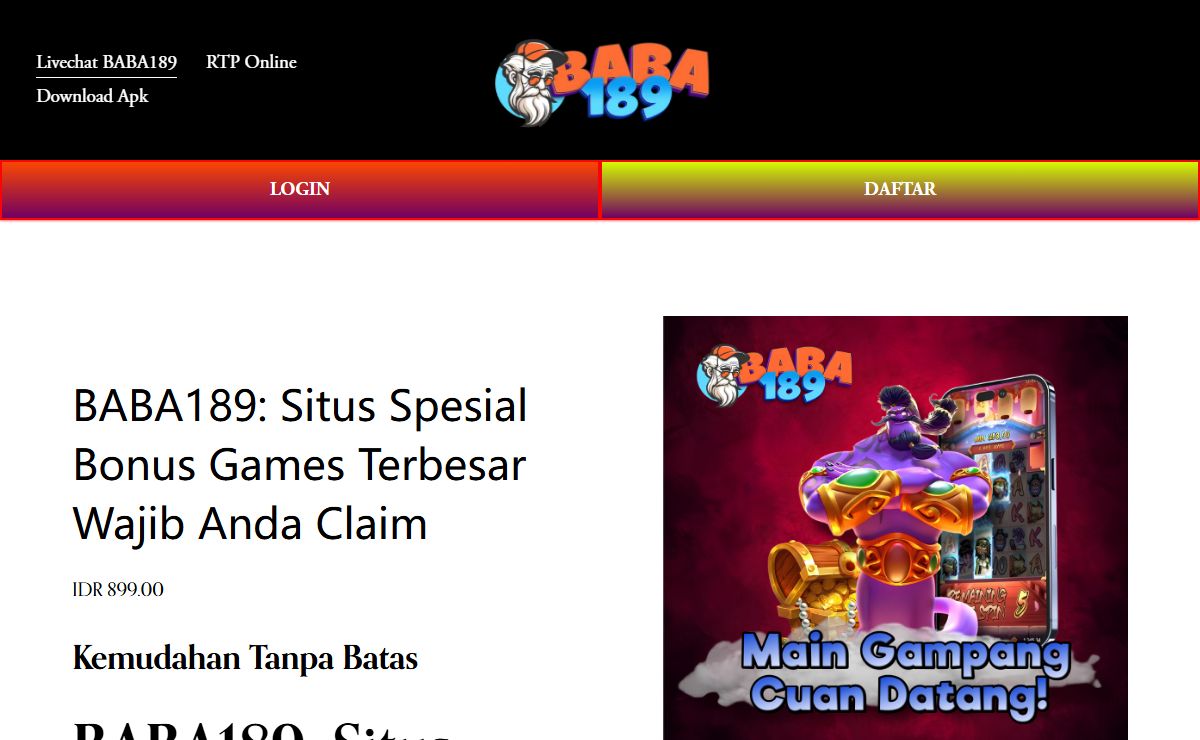 BABA189: Situs Spesial Bonus Games Terbesar Wajib Anda Claim