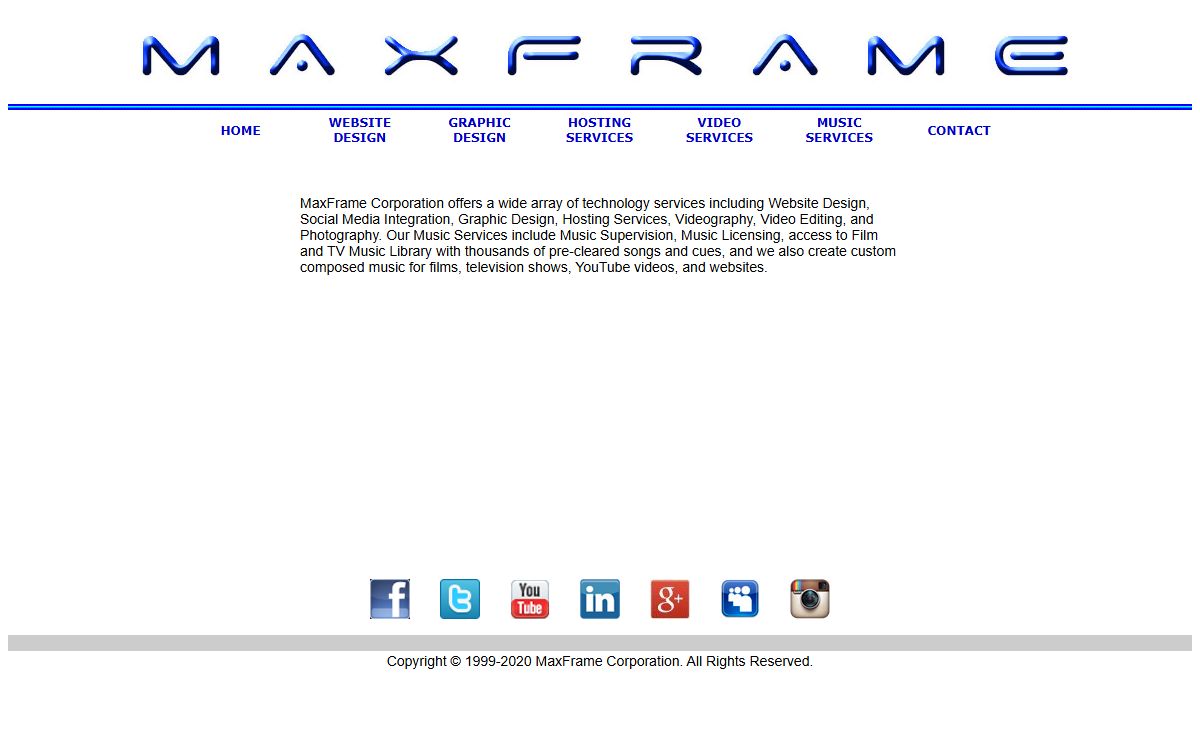 MaxFrame - Website Design, Graphic Design, Hosting, Video, and Music Services