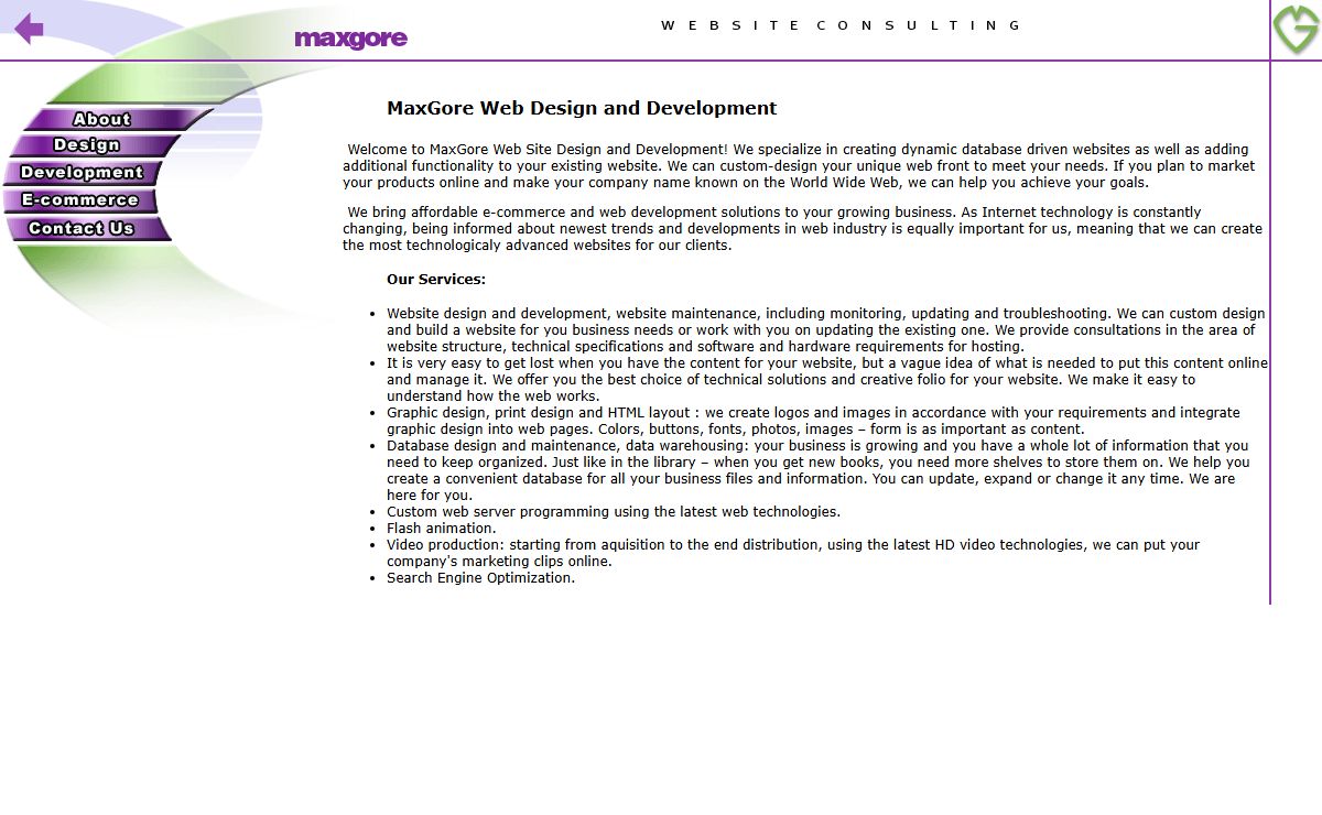 MaxGore Web Design and Development