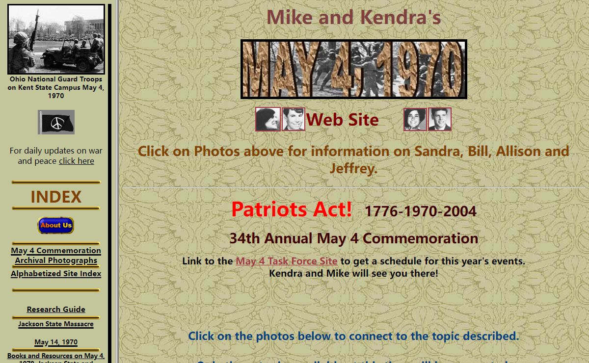 Mike and Kendra's Kent State, May 4, 1970 Web Site
