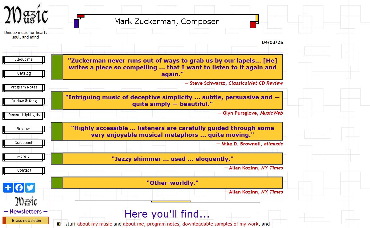 Mark Zuckerman, Composer